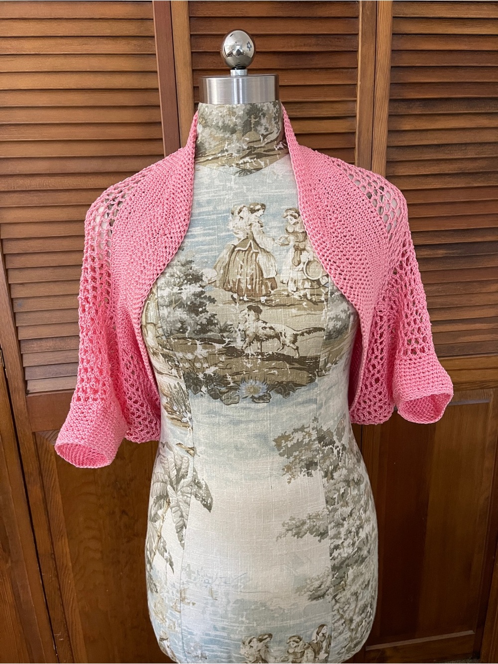 Lightweight Pink Crochet Shrug Bolero for Women